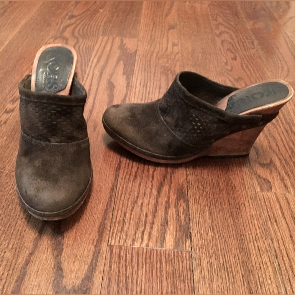 KORS by Michael Kors Nubuck Platform Wedge Clogs sz 6